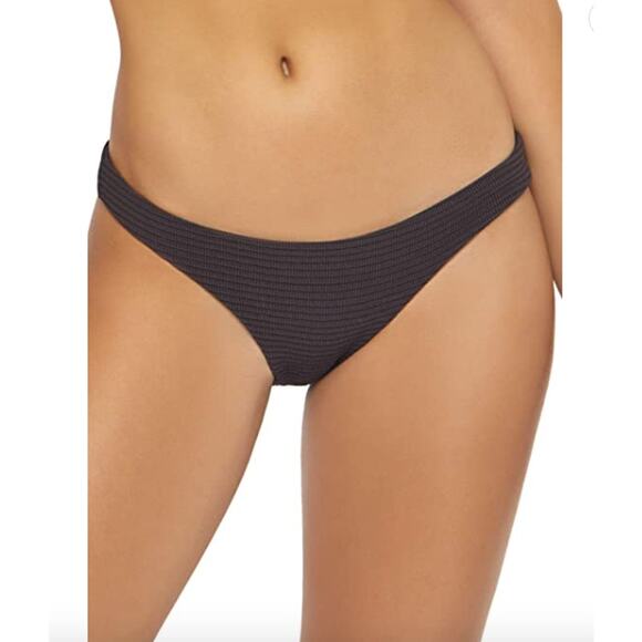 PilyQ Women's Coco Smocked Hipster Swim Bikini Bottom Brown Size Medium NWT - Picture 1 of 5
